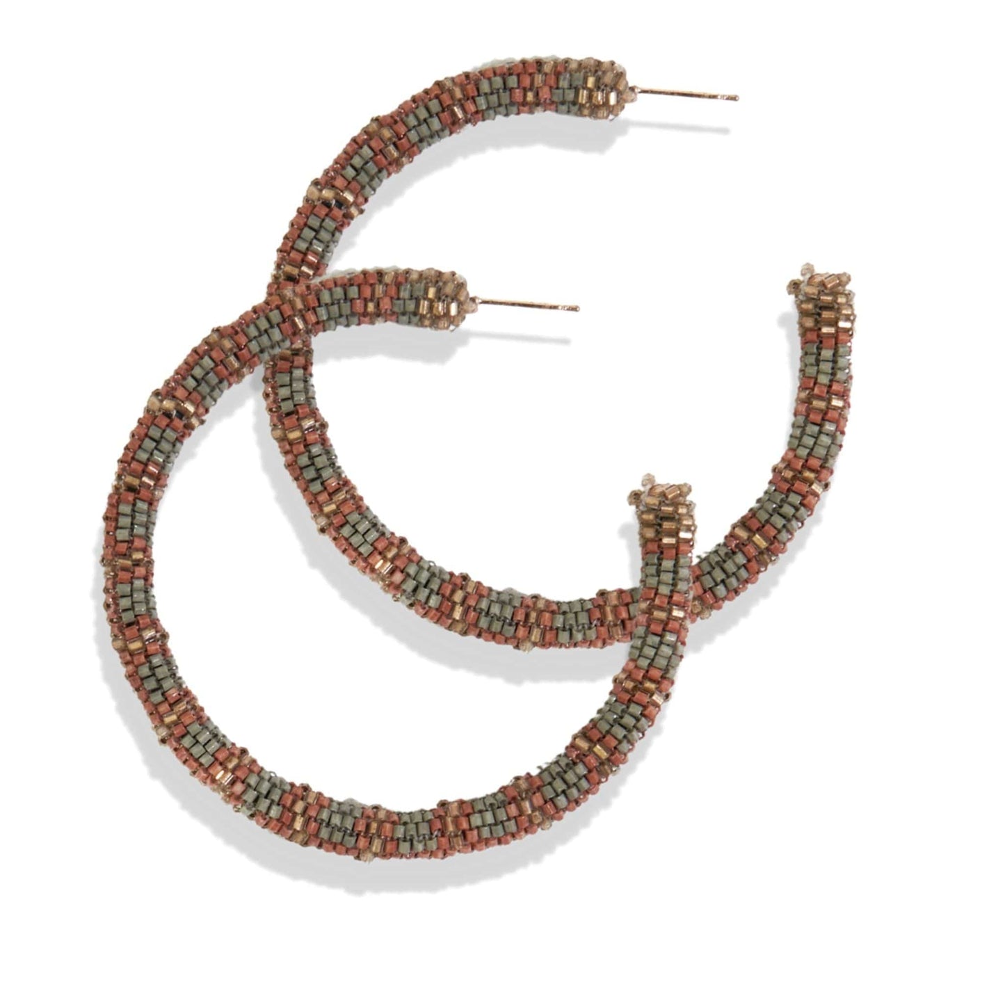Load image into Gallery viewer, Rust Beads Large Hoop Earrings earrings
