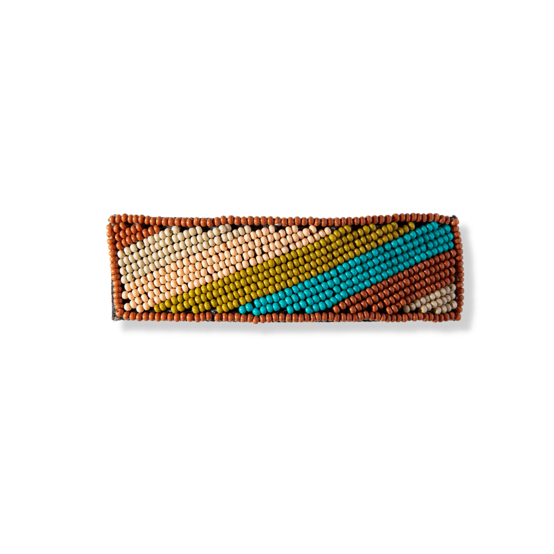 Rust Turquoise Pink Diagonal Stripe Barrette Hair Accessories