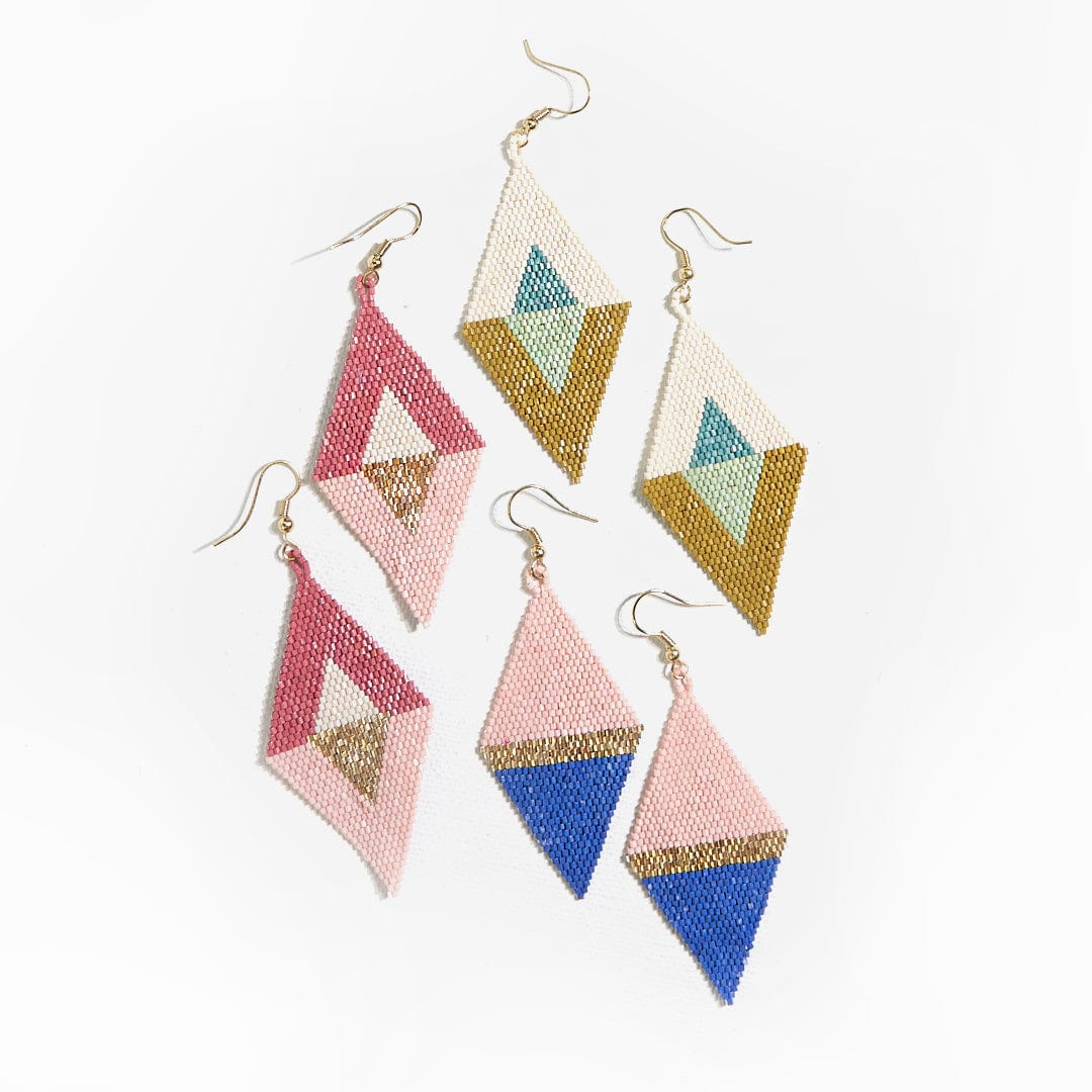 Terracotta Blush Color Block Diamond Luxe Earringss Earrings